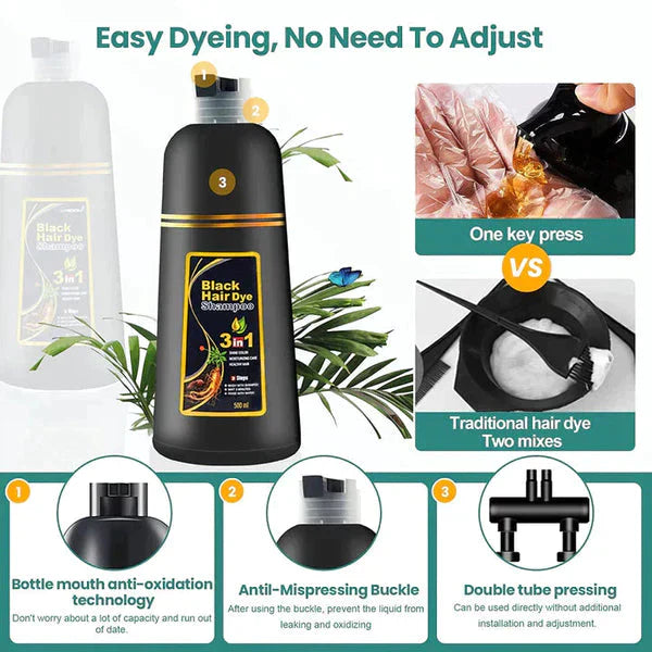 3-IN-1 BLACK HAIR DYE SHAMPOO