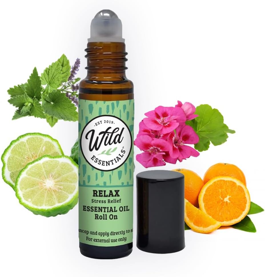 Migraine Relief 10ml Essential Oil Roll On, Organic Jojoba Oil, All Natural, Slim Glass Bottle