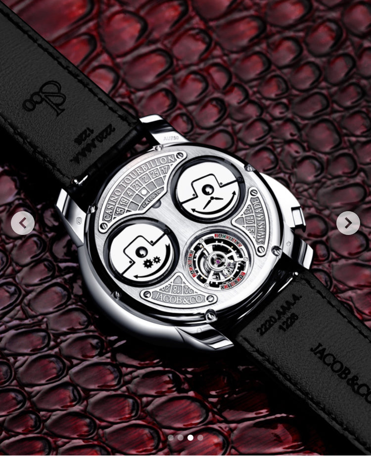 Luxury Casino Roulette Watch جاكوب ستايل – Premium Roulette Dial, Stainless Steel Case, Black Leather Strap