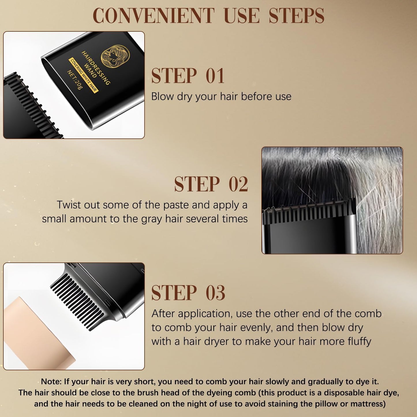 2-in-1 Hair Color Stick & Comb Hair Dye Root Touch Up