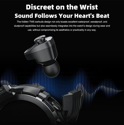 Smart Watch with Earbuds 3 in 1 Round Fitness Tracker 1.28inch Smartwatch for Men