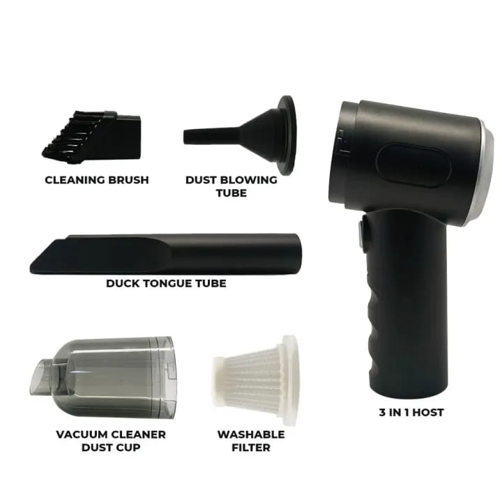 3 In 1 Portable Vacuum Cleaner Duster Blower Air Pump Wireless Hand-held Cleaning For Car Home